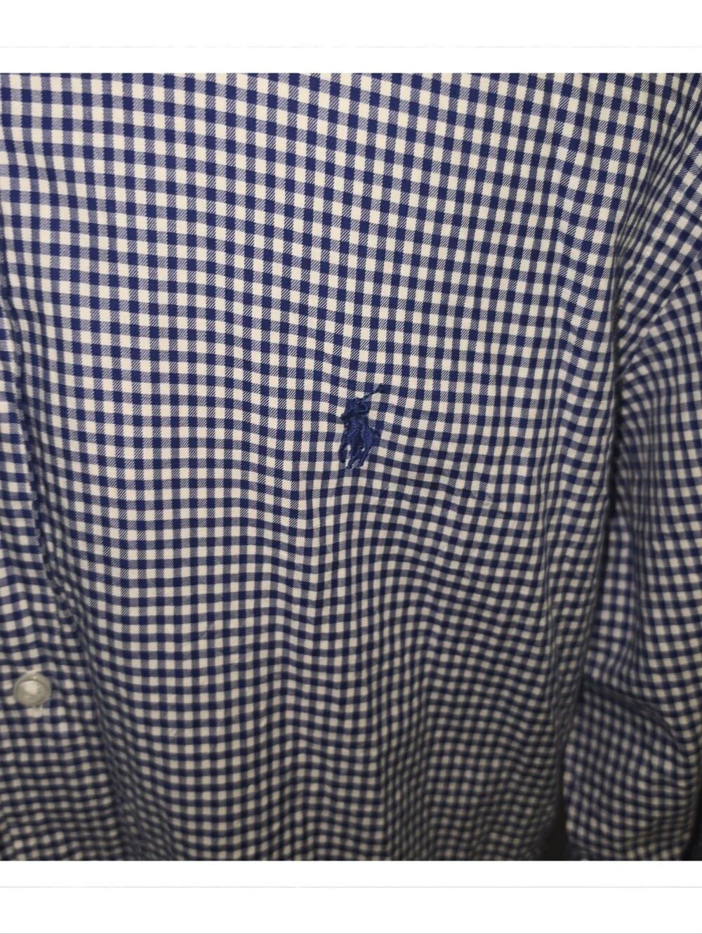 Ralph Lauren Men’s 16.5 Blue Check Long Sleeve Button Down Shirt Classic Fit